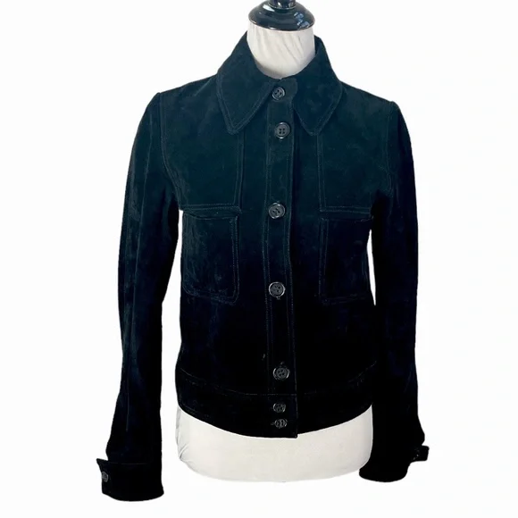 Zara | Jackets & Coats | Zara Suede Button Down Jacket Black Size